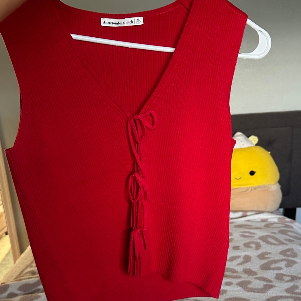 Abercrombie & Fitch Red V-Neck Tank Top